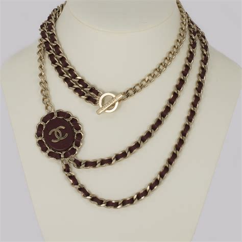 leather and chain chanel necklace|authentic Chanel necklaces.